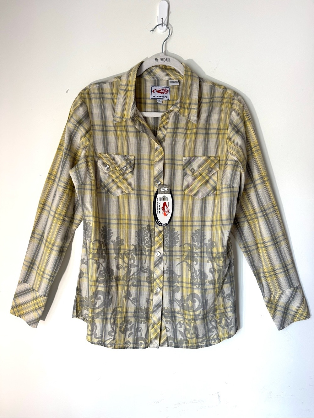 Roper Women’s Yellow Plaid Pearl Snap Shirt NWT western